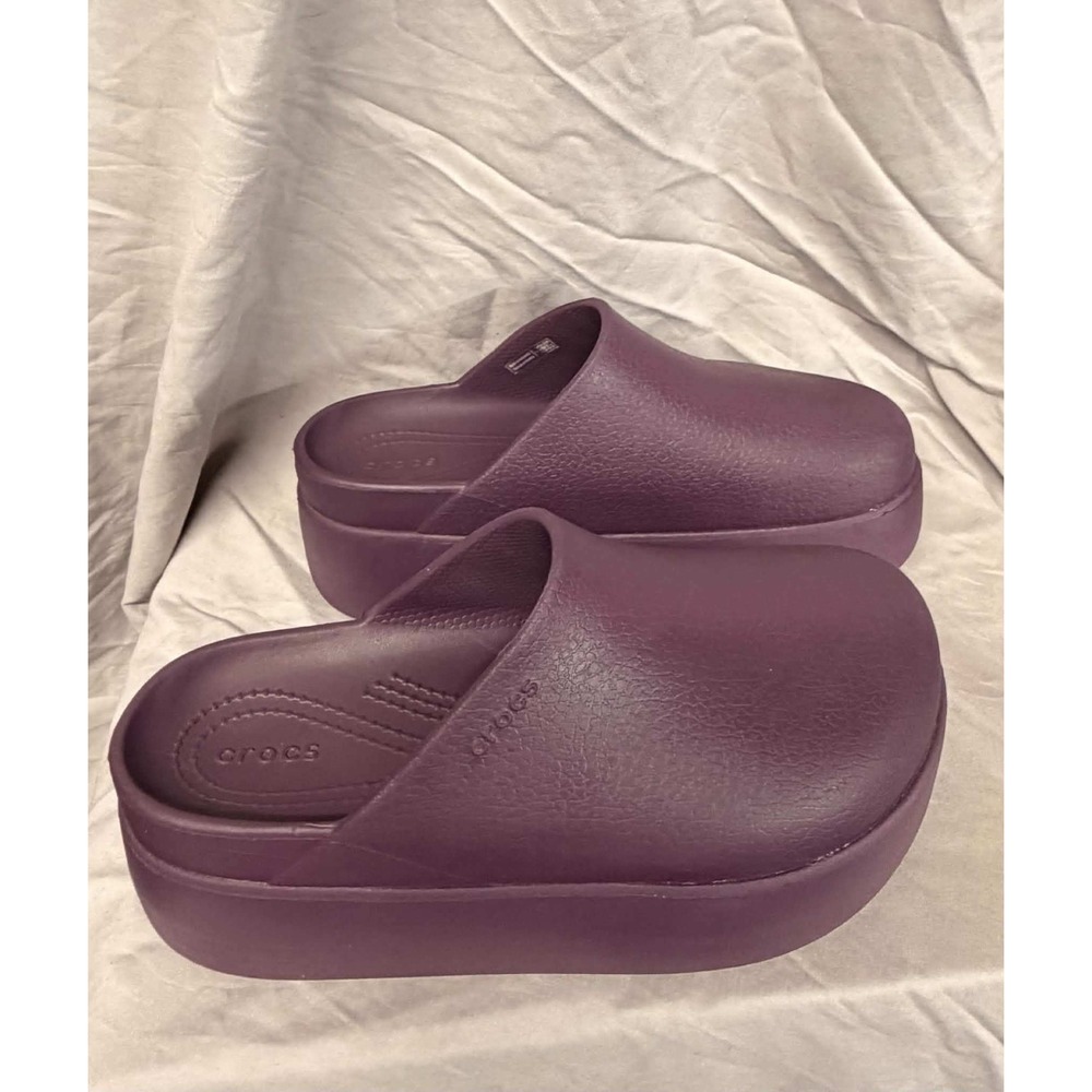Crocs Women 7 Purple Dylan Loafer Platform Clog Mules Slip On Chunky